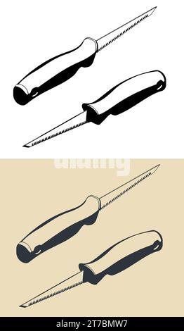 Stylized vector isometric illustrations of drywall saw Stock Vector