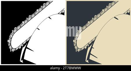 Stylized vector illustrations of a chainsaw cutting wood close up Stock Vector