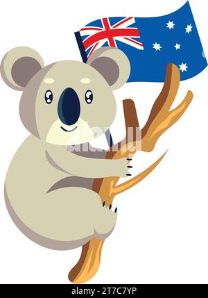 Koala with australian flag celebration isolated on white background ...