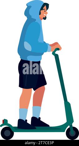 free car day guy in kick scooter Stock Vector