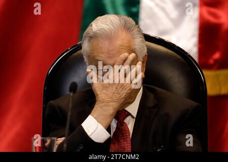 Mexico City, Mexico. 13th Nov, 2023. November 14, 2023, Mexico City, Mexico: The director of the Federal Electricity Commission, Manuel Barttlet Diaz appears before the Chamber of Deputies in Mexico City. on November 14, 2023 in Mexico City, Mexico (Photo by Luis Barron/Eyepix Group/Sipa USA). Credit: Sipa USA/Alamy Live News Stock Photo