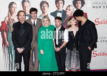 Los Angeles, USA. 14th Nov, 2023. Paul Rhys, Jacob Elordi, Emerald Fennell, Barry Keoghan, Carey Mulligan and Archie Madekwe attend the arrivals of the Los Angeles Premiere Screening of SALTBURN at The Theatre at Ace Hotel in Los Angeles, CA on November 14, 2023. (Photo by Corine Solberg/SipaUSA) Credit: Sipa USA/Alamy Live News Stock Photo