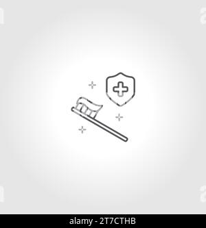 Toothbrush simple line icon vector illustration logo template. isolated on grey background Stock Vector