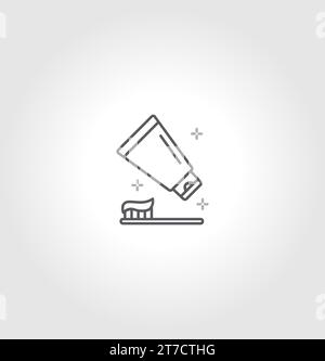 Toothbrush simple line icon vector illustration logo template. isolated on grey background Stock Vector