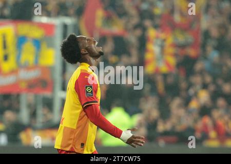 Lens, France. 12th Nov, 2023. Elye Wahi of Lens during the French championship Ligue 1 football match between RC Lens and Olympique de Marseille on November 12, 2023 at Bollaert-Delelis stadium in Lens, France - Photo Jean Catuffe/DPPI Credit: DPPI Media/Alamy Live News Stock Photo