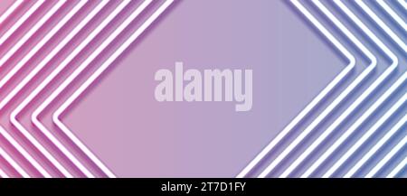 Blue pink rectangle frame abstract neon background. Technology retro sci-fi abstract futuristic design. Vector pastel colors illustration Stock Vector