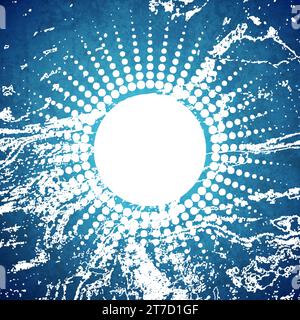 Blue white grunge halftones abstract circle geometric design. Vector concept background Stock Vector