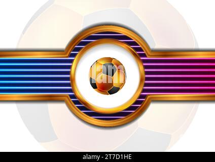 Luxury sport background with golden soccer ball and neon lines. Vector design Stock Vector