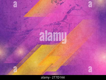 Purple orange grunge geometric tech abstract background. Vector design Stock Vector