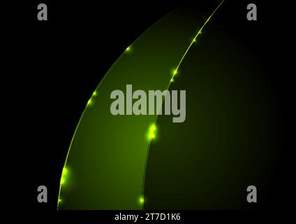 Green shiny glowing wave abstract futuristic background. Vector design Stock Vector