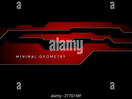 Red and black geometric abstract technology background. Vector design Stock Vector