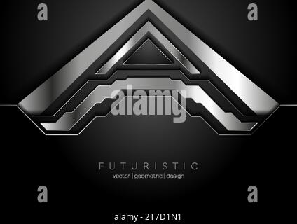 Black and grey metallic abstract technology background. Futuristic vector design Stock Vector