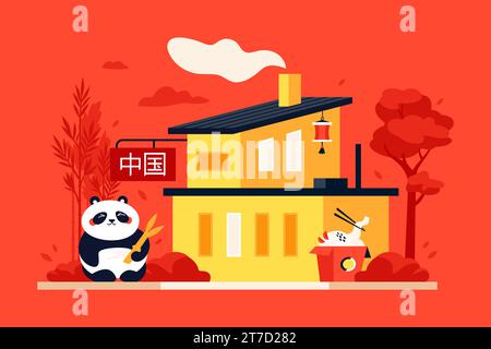 Chinese shop and souvenir - modern colored vector illustration Stock Vector