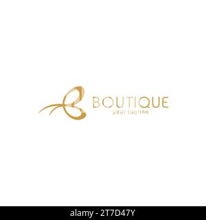 Boutique Logo Simple Design. Letter B Butterfly Stock Vector