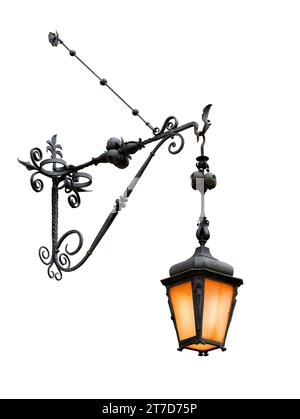 vintage street night lamp isolated on white background Stock Photo