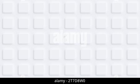 Seamless pattern of modern white evenly spaced squares on white with 3d effect or shadow. Abstract high resolution geometric background, copy space. Stock Photo