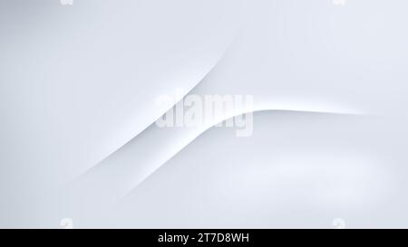 Bent lines with light effect and shadow on a light gray background. Minimalistic & abstract background with copy space. Modern, soft and simple design Stock Photo