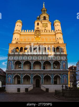 Poznan Town Hall or Ratusz is a historic building in the city of Poznan in western Poland, located at the Poznan Old Town in the centre of Old Market Stock Photo