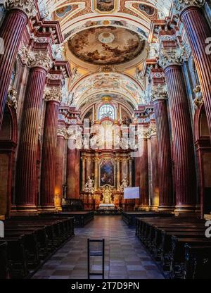 Collegiate Basilica of Our Lady of Perpetual Help and St. Mary Magdalene in Poznan, Poland - Baroque parish church and at the same time collegiate of Stock Photo