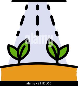 Garden and field irrigation system icon. Automatic irrigation sprinklers icon vector. Plants aquaponics drip water, farm irrigation automatic system o Stock Vector