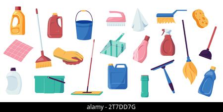Set cleaning tools rubber gloves brush Royalty Free Vector