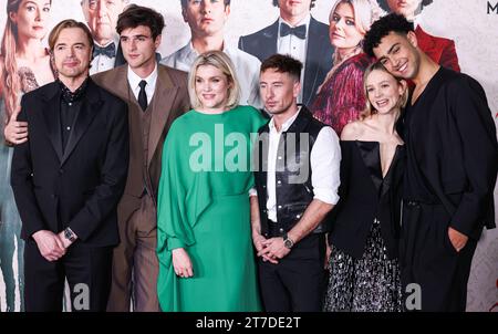 Los Angeles, United States. 14th Nov, 2023. LOS ANGELES, CALIFORNIA, USA - NOVEMBER 14: Paul Rhys, Jacob Elordi, Emerald Fennell, Barry Keoghan, Carey Mulligan and Archie Madekwe arrive at the Los Angeles Premiere Of Amazon MGM Studios' 'Saltburn' held at The Theatre at Ace Hotel on November 14, 2023 in Los Angeles, California, United States. (Photo by Xavier Collin/Image Press Agency) Credit: Image Press Agency/Alamy Live News Stock Photo