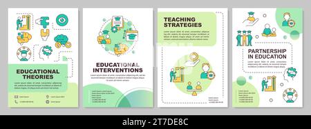 2D brochure with learning theories gradient icons Stock Vector