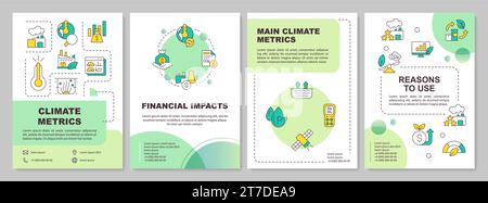 2D brochure with climate metrics gradient thin line icons Stock Vector