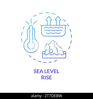 Gradient thin line icon sea level rise concept Stock Vector