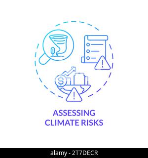 Gradient thin line icon assessing climate risks concept Stock Vector