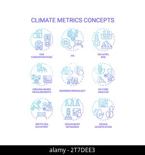 Gradient thin line icon set representing climate metrics Stock Vector