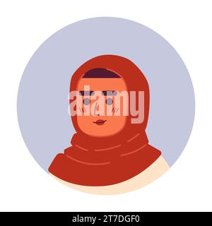 Muslim hijab woman relaxed smiling 2D vector avatar illustration Stock Vector