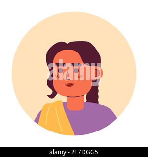 Saree indian young woman relaxed smiling 2D vector avatar illustration Stock Vector