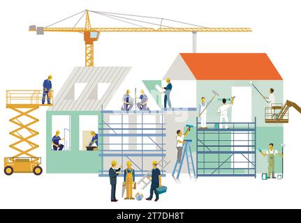 Craftsman at construction site,  illustration Stock Vector