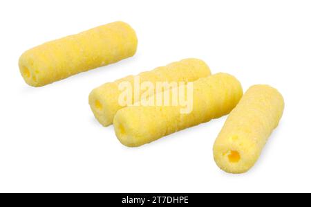 Hole corn snack isolated on white background. snack clipping path. Stock Photo