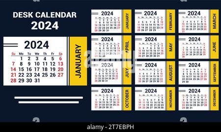 2024 Calendar design vector vertical wall or pocket calendar Stock Vector