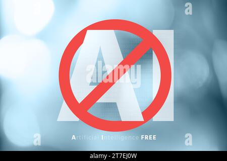 AI free content. Symbol of a product created without the use of artificial intelligence. Stock Photo