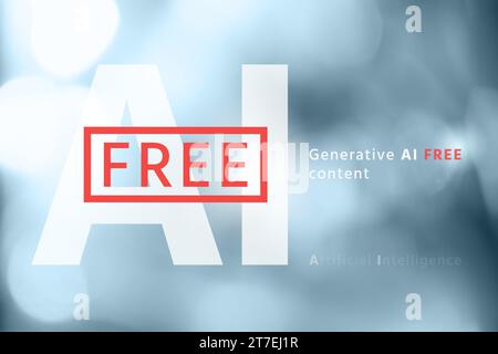 AI free content. Symbol of a product created without the use of artificial intelligence. Stock Photo