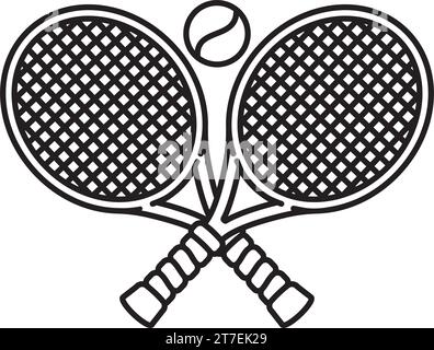 vector crossed tennis rackets and tennis ball isolated on white ...
