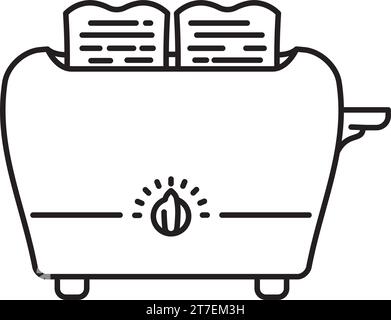Retro toaster vector line icon for National Toast Day on February 29 Stock Vector