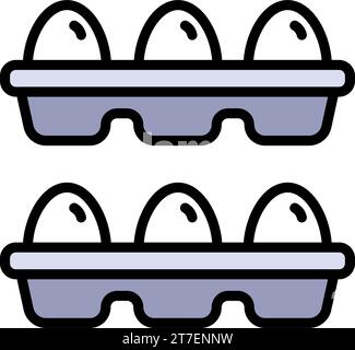 Eggs Color Food Icon Breakfast. Eggs in carton package. Vector illustration egg box sign symbol icon concept for digital farming, ui, ux, logo. Stock Vector