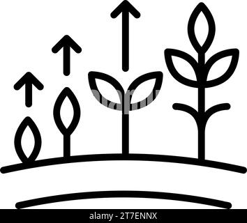 Growing tree seed with green leaves. Young sprouts rising from good fertilized soil. Growth stages. Flat style outline vector illustration isolated on Stock Vector