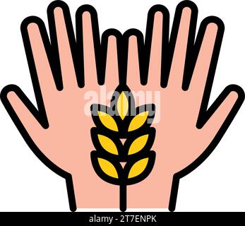 Wheat conservation color symbol, ear, grains of wheat vector icon for user interface. Agriculture investment logo simple symbol. Saving the wheat crop Stock Vector