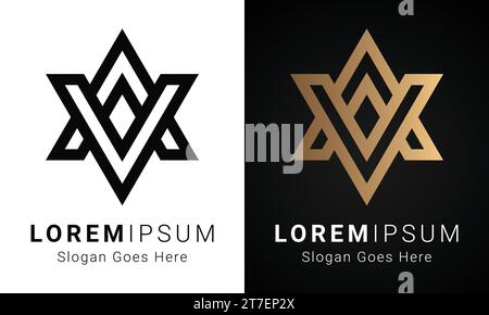 Luxury Initial VA or AV Monogram Text Letter Logo Design Stock Vector