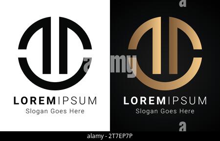 Luxury Initial TC or CT Monogram Text Letter Logo Design Stock Vector
