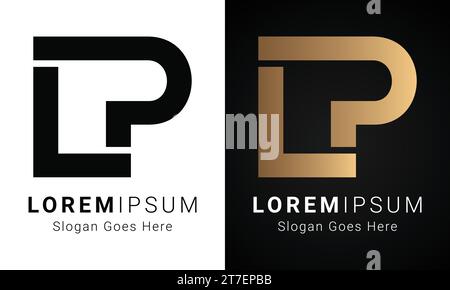 Luxury Initial PL or LP Monogram Text Letter Logo Design Stock Vector