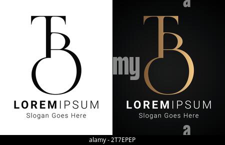 Luxury Initial TB or BT Monogram Text Letter Logo Design Stock Vector