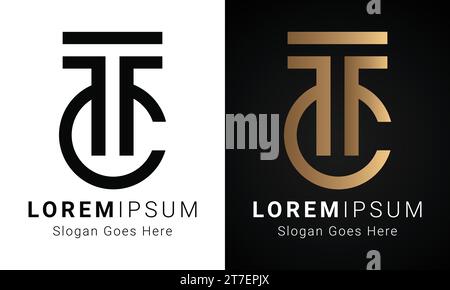 Luxury Initial TC or CT Monogram Text Letter Logo Design Stock Vector