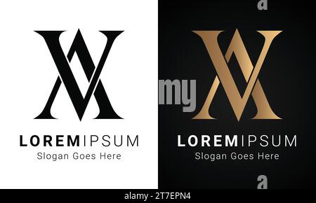 Luxury Initial VA or AV Monogram Text Letter Logo Design Stock Vector