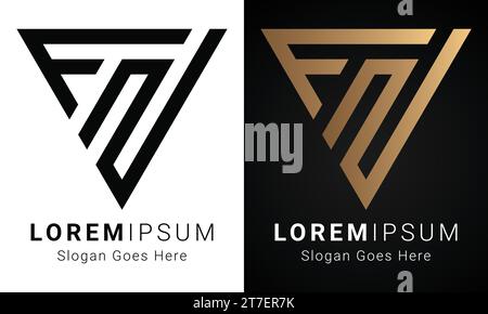 Luxury Initial NF or FN Monogram Text Letter Logo Design Stock Vector
